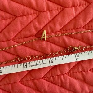 Gold Tone Initial A Necklace Dainty Minimalist Personalized Gift 14 inches